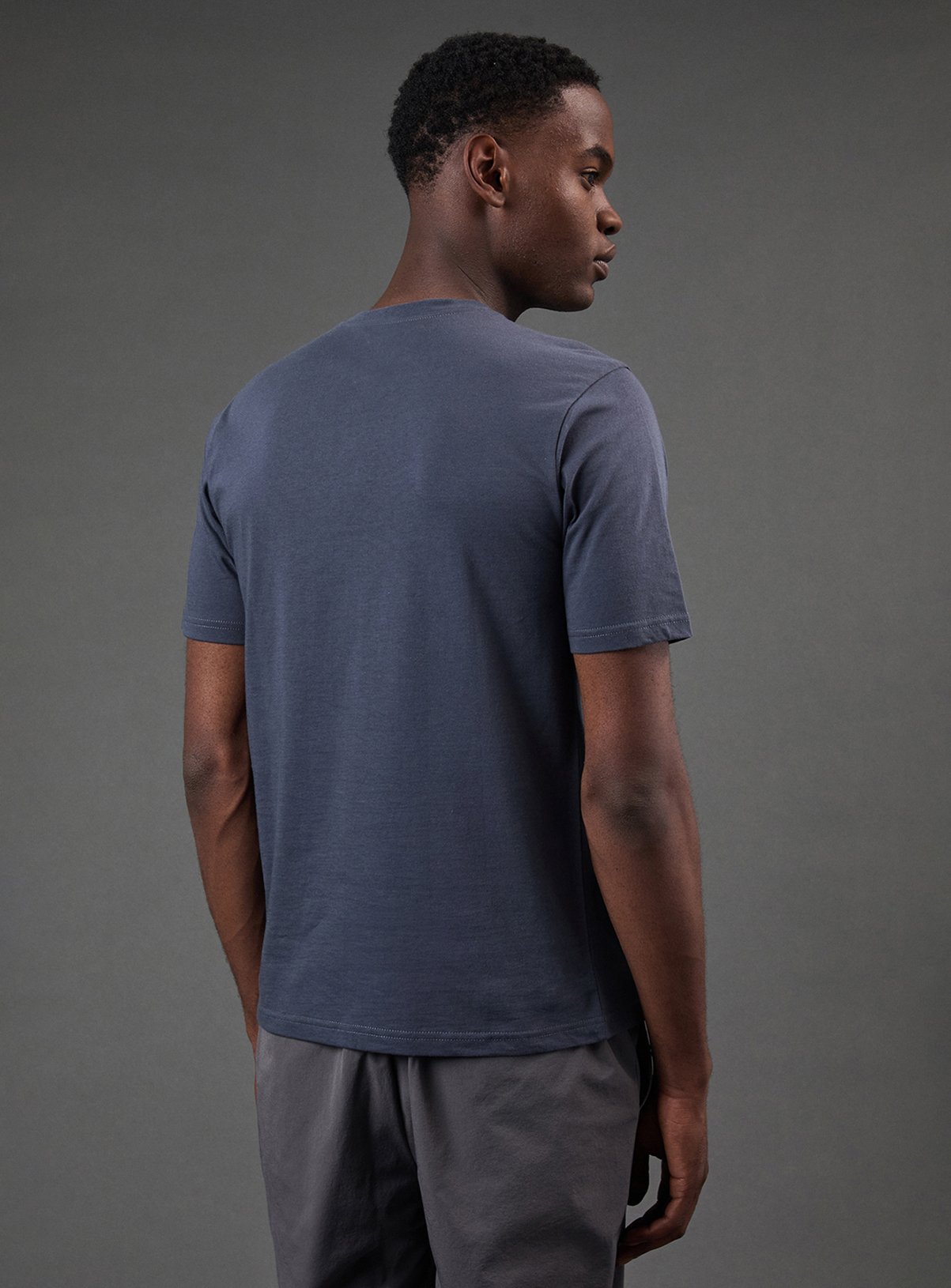 BURTON Dark Blue Grandad Neck T-Shirt M - Image 2 thumbnail